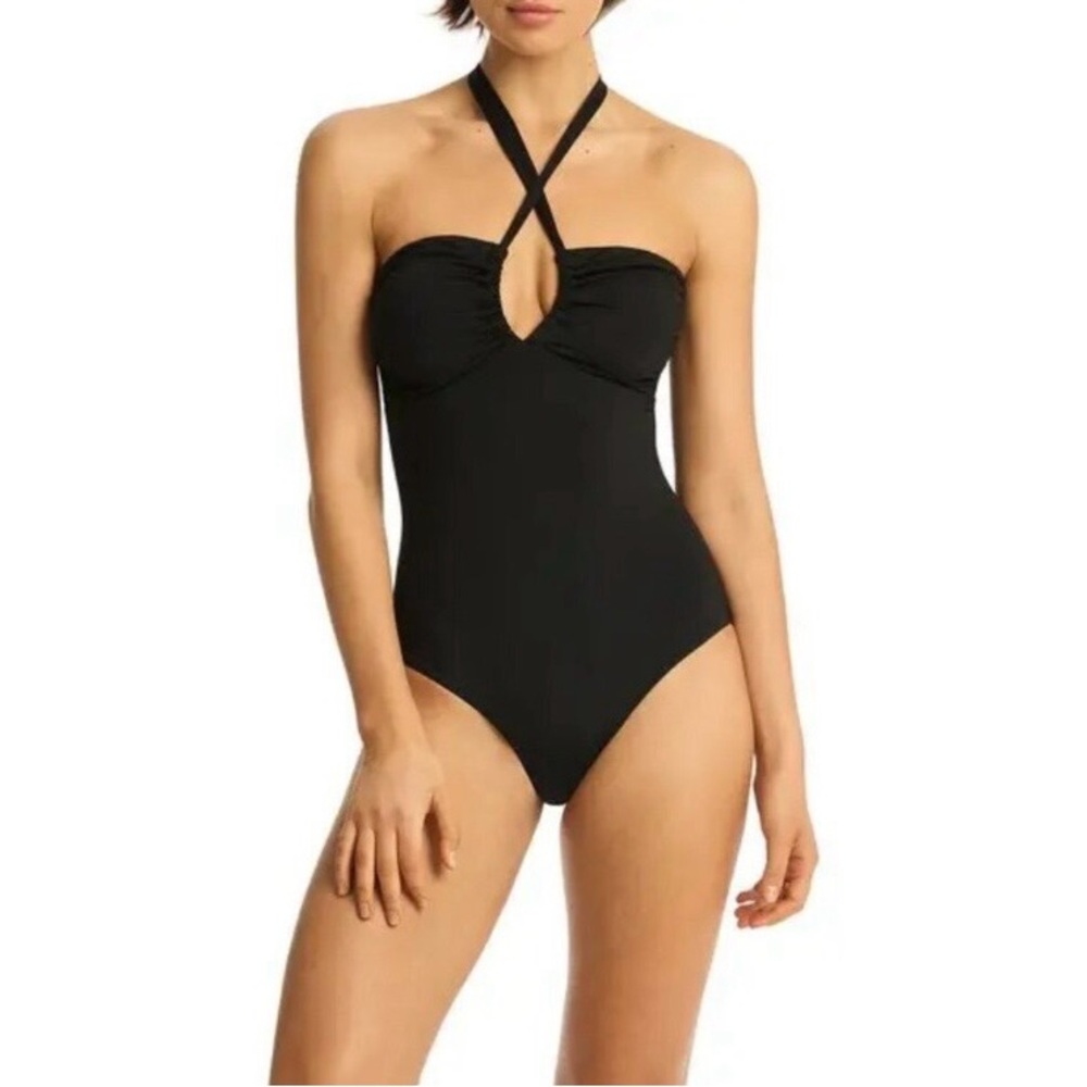 NWT - Sea Level Essentials Halter Bandeau One Piece - Size 12